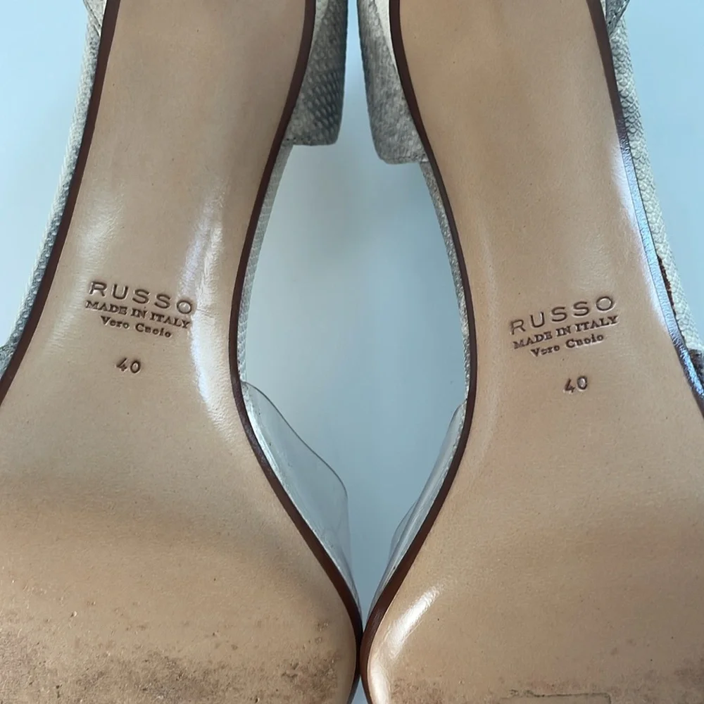 FRANCESCO RUSSO Paris Leather Plexi Pumps Heels. 40. - Picture 8 of 11